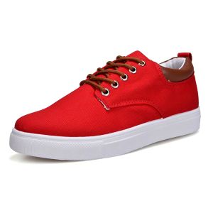 Snknow Canvas Lace-Up Vulcanized Shoes, Red, Canvas