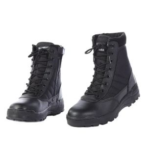 Snknow Outdoor High-top Tactical Boots, Black, Leather