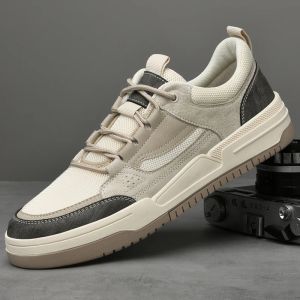 Snknow Fashion Sneakers Walking Shoes, Light Beige, Suede