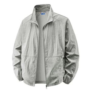Snknow Sun Protection Jacket Windbreaker, Light Gray, Nylon